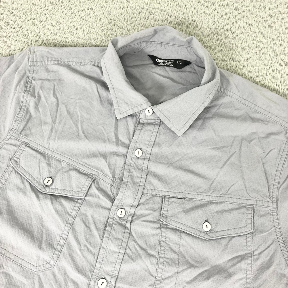 Outdoor Research Shirt Mens Large Gray Wanderer Hiking Outdoor Short Sleeve